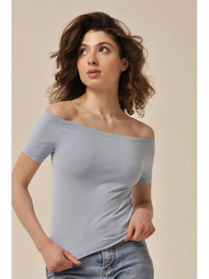 MY Футболка женская T-SHIRT OFF-SHOULDER (1/50) (небесный)