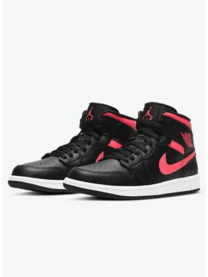 Кроссовки женские Jordan 1 Mid Black Siren Red (W) (BQ6472-004)